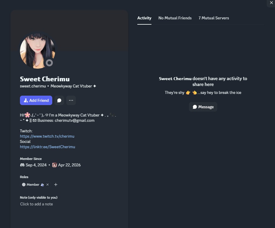Cherimu's tweet photo. 🚨🚨🚨 PSA potatoes 🚨🚨🚨
Theres been quite alot of lmpersonators on discord 
and theres this one occuring fake person lmpersonating me and is joining stream communites.
THIS IS NOT ME!
Please know: that I will never message you first & ask for sensitive information, passwords or payments through Discord.  I have all of my socials linked to my discord & I do not offer services.
POTATOES DO ME A FAVOR AND JUST ADD THEM AND MASS REPORT! IM SO SICK OF THESE LOSERS!

GUYS I HAVE NOT JOINED A DISCORD COMMUNITY IN YEARS & UNLESS ITS WORK OR BUSINESS I DONT JOIN PEOPLES DISCORDS. I LITERALY WORK 2 JOBS WHY THE FUCK WOULD YOU SEE ME SOCIALISING.

AND IF YOU SEE THIS, LOSER~
Just know you've been pretending to be me for years and its fucking sad LMAO just get a life already
You keep trying to remove my post!~ So salty - Every report I see it.

I don't fucking use linktrees. This person even made epic games acc of me infact its so gross theyre just making weird ass accounts on me stop its really sad~  Thank you to everyone who has come by, messaged to let me know. Its been going on for years and my teams constantly reporting! Just know Im 100% aware.

They've gone out of their way to make actual link trees and weird accounts & side accounts which i don't even do. They can only use URL & never real authorized connections. You can clearly click me & see I have legit connections. You need to approve these aswell. This person is active from 2024 to today, and its 2026 😮‍💨CRINGE.