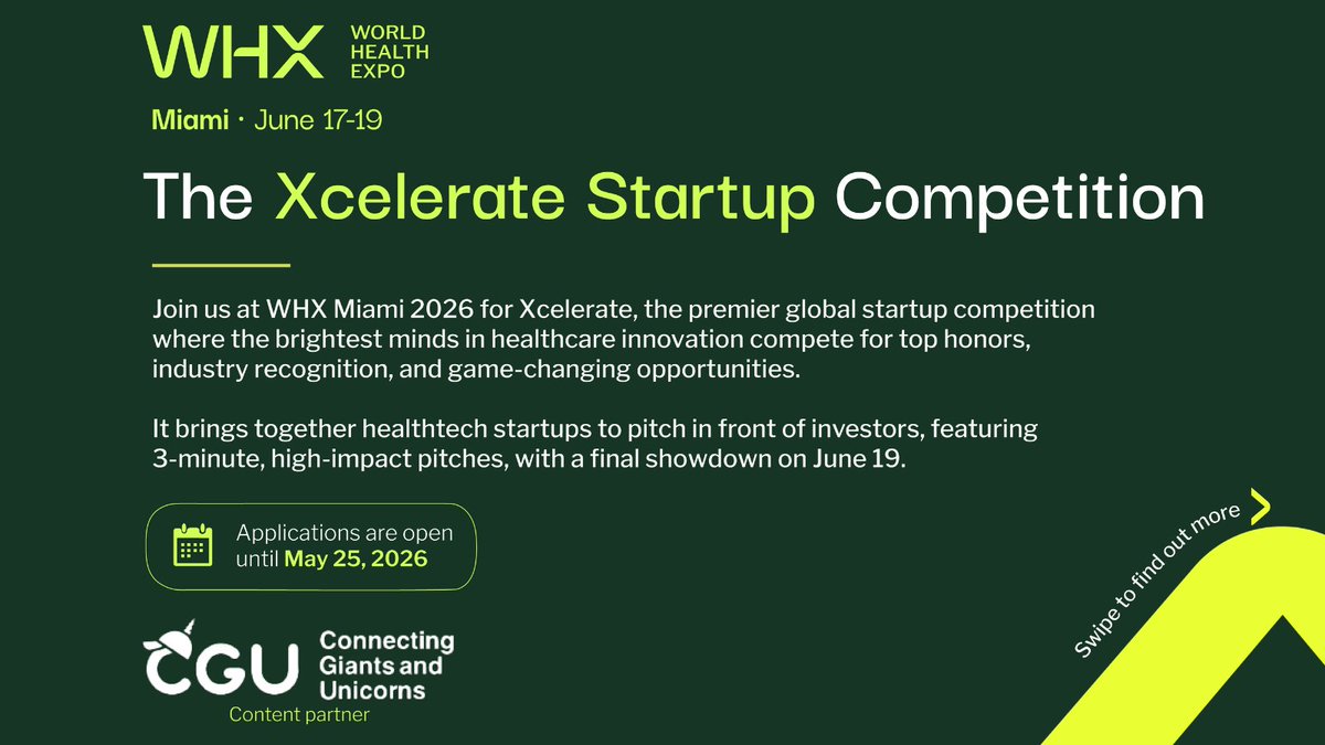whxmiami's tweet image. Calling all healthtech innovators 🚀

Step onto the global stage at #WHXMiami with the Xcelerate #Startup Competition.

Live pitches. Investor exposure. High-value connections. Real opportunity.

🗓 Apply by May 25