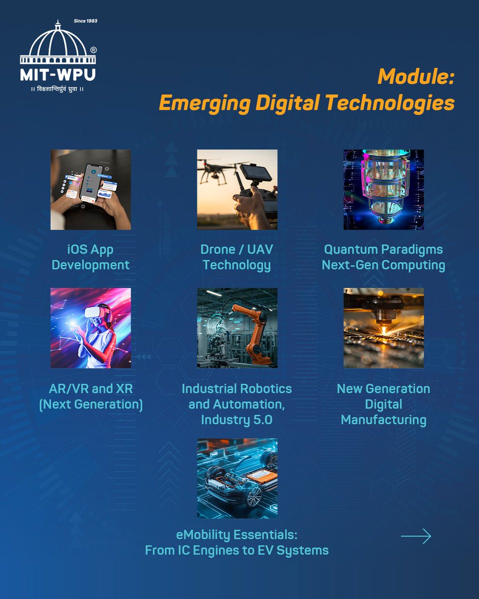 MITWPUOfficial's tweet image. Ready to become a Global Innovator? 

Join the MIT-WPU, Pune's International Engineering Summer School 2026 in India! 🇮🇳

Master AR/VR, Quantum Computing, Drones, Robotics &amp;amp; more in just 12 days. 

👇 Scan the QR to register.

#Engineering #SummerSchool #Tech #MITWPU #Innovation