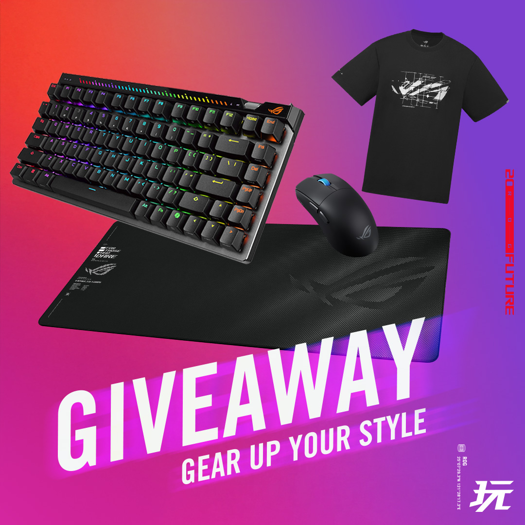 Welcome to the #ROGPlayStyleGiveaway!​

🎮 Gear Up Your Style​
Whether you’re a desk-bound pro or a mobile legend, we’ve all got all playstyles covered!​

JOIN:⁣
1️⃣LIKE &amp; SHARE our content (Apr 15 – May 20)⁣
2️⃣Visit campaign page and complete secret missions to win! 👉