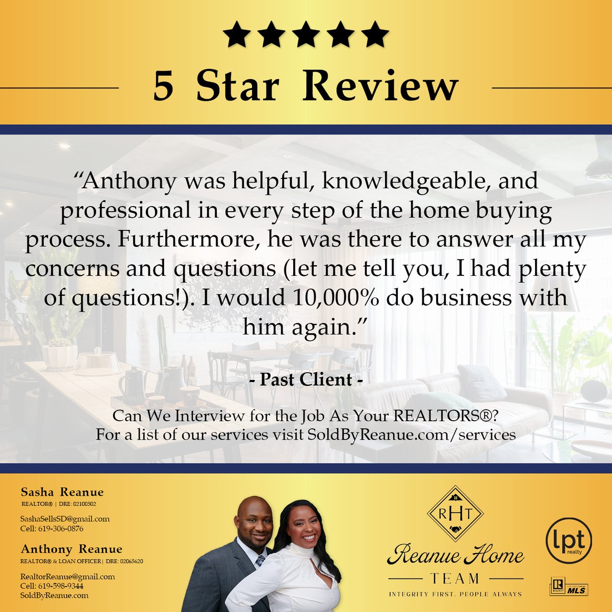 RealtorReanue's tweet photo. So grateful for your kind review. It was a privilege to assist you through such an important life event. https://t.co/KlxrDEdo3I