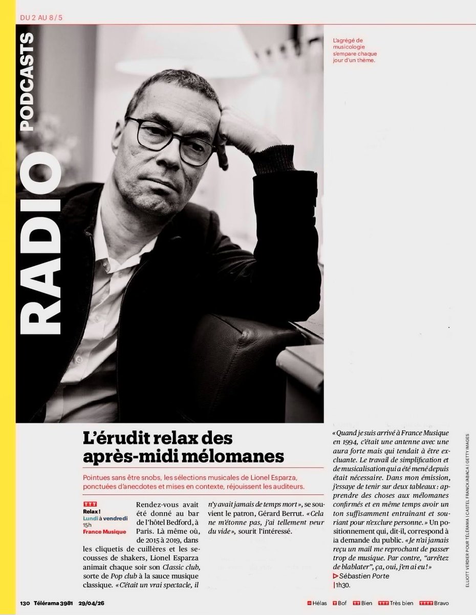 mvoinchet's tweet photo. Il est 15h00 ! Relax, vous écoutez @LionelEsparza sur France Musique 🙏😌 ( et vous lisez son beau portrait dans @Telerama ) https://t.co/MlIwVgrZrK via @francemusique https://t.co/zvJEShqbpU