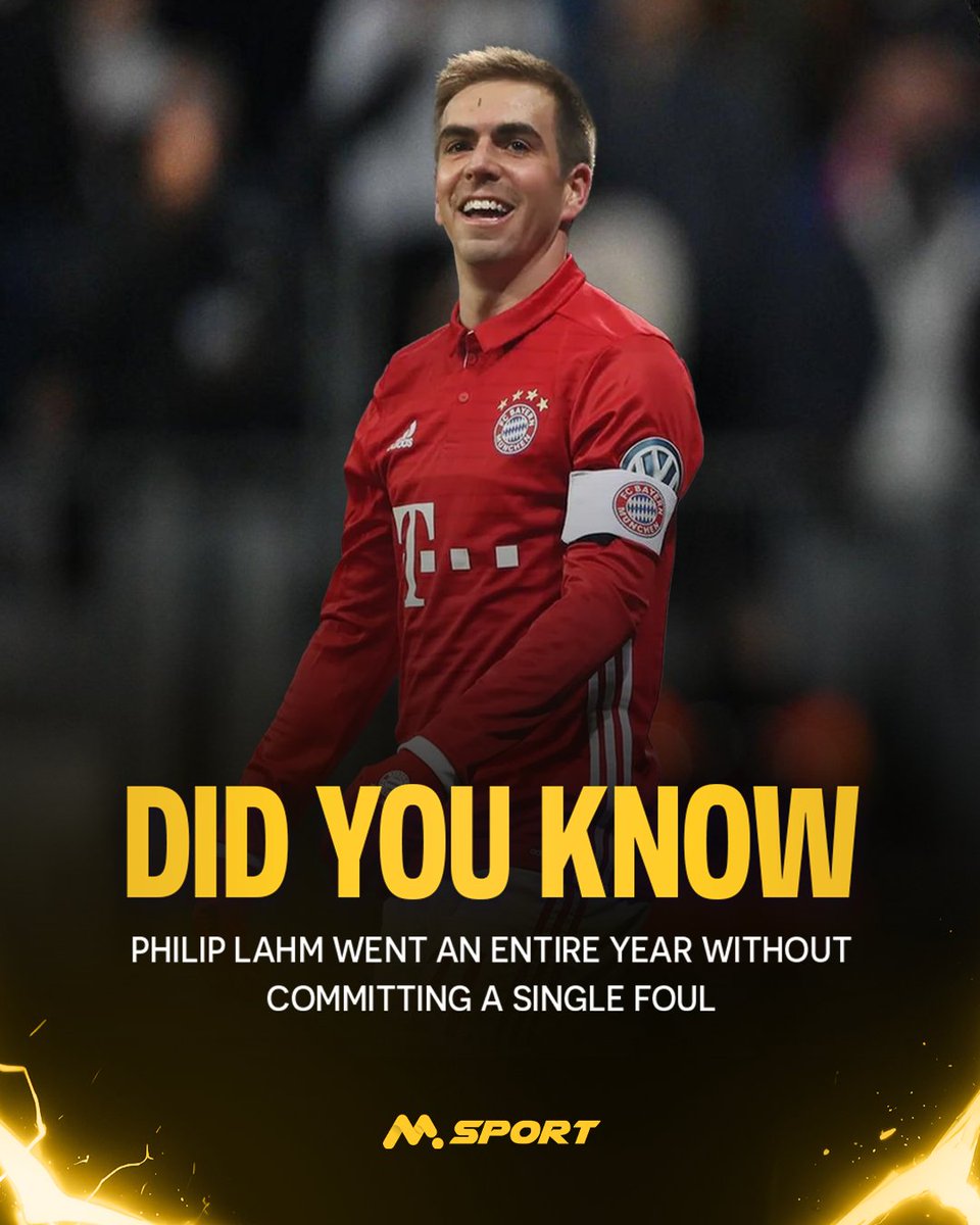 MSportOfficial's tweet image. Philipp Lahm really took clean sheet to a whole new level.
 Imagine playing as a defender at the highest level and not hearing the referee's whistle against you for a full year.

Which modern day defender do you think can beat Lahm's record?
#MSport #Didyouknow #BayernMunich