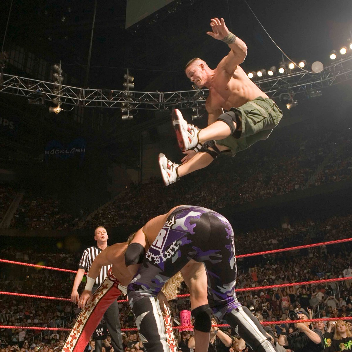 USANetwork's tweet photo. Luck was on John Cena's side when he retained the WWE Championship in a Fatal Four-Way at Backlash 19 years ago! #WWE #WWEThrowback https://t.co/pRVIzwRdYH