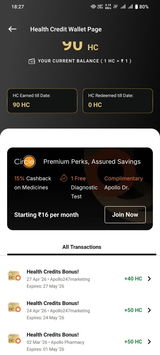 SayantanBi52768's tweet image. I have total 140 Appolo Health Credits but in app its only showing 90Health credits and I also can't reach Customer Support. #Pathetic experience at @Apollo24x7