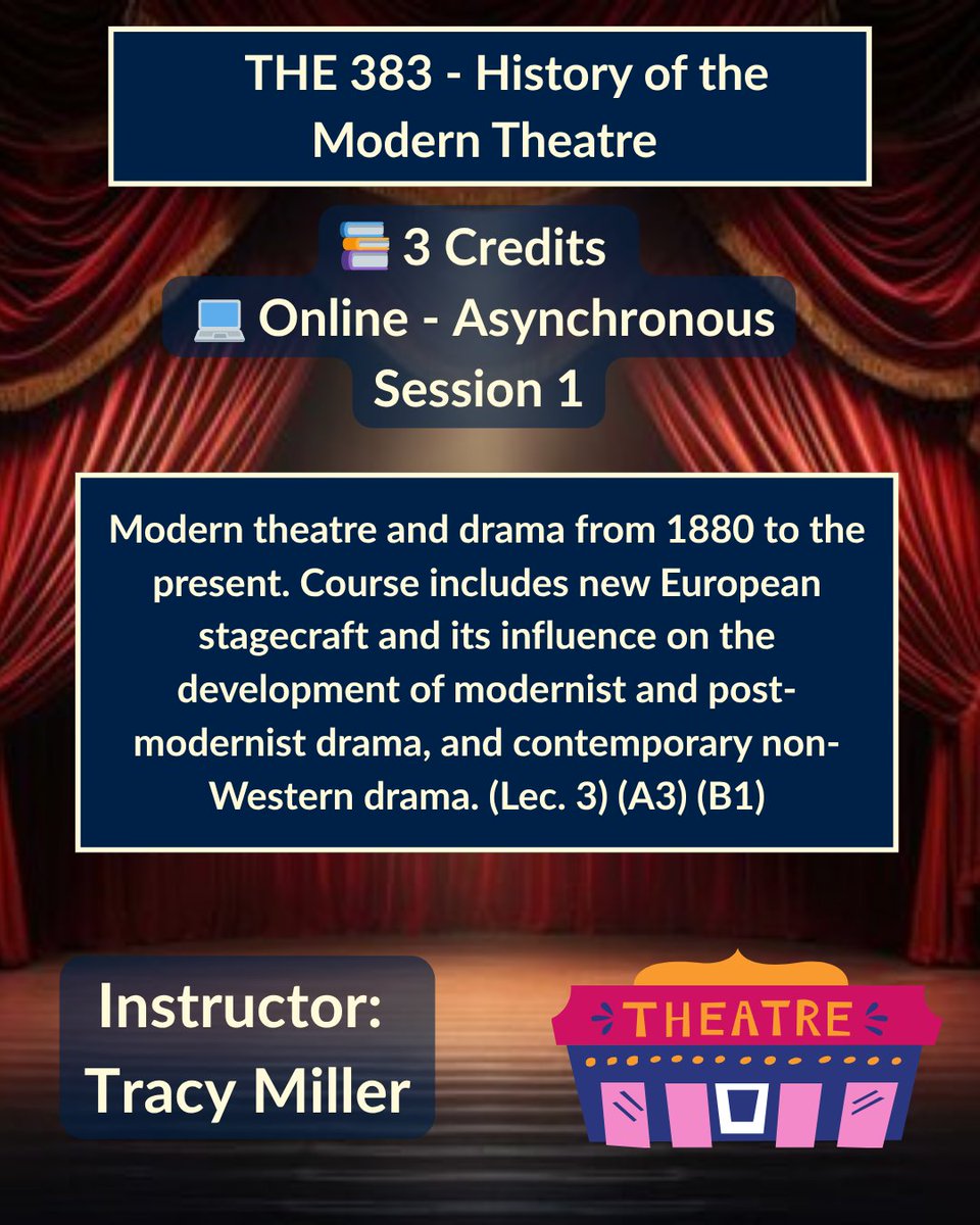 URISummer's tweet image. Interested in theatre and storytelling? Dive into the history of modern drama with THE 383.
#Theatre #Drama #PerformingArts #SummerSession #URISummer #StageLife #OnlineClass