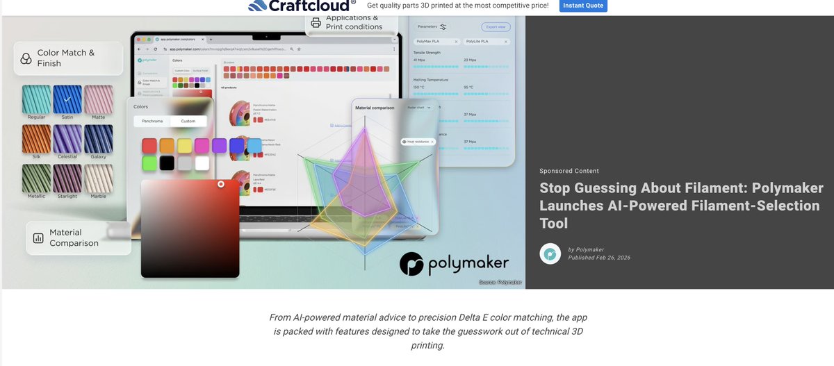 TerryMakes9's tweet photo. @Polymaker_3D Trying to find a tool to match complimentary filaments together, have seen a few older posts about you having such a tool but I cannot for the life of me find it online. So, does it still exist and if so can I get a link? https://t.co/latsttx9pN