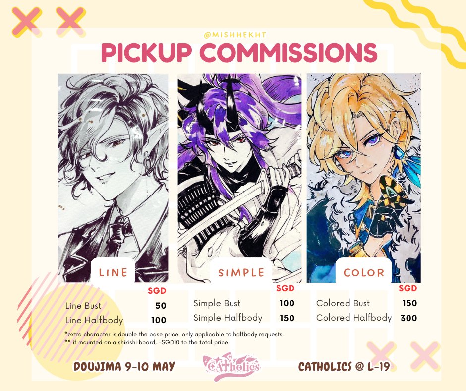 MishheKHT's tweet photo. [🔁s appreciated!]

Hello again! My trad pickup comms are once again open for upcoming con #doujima26 🙌 

link to the form and more info below :3 (1/2) https://t.co/qvQoTYHOTp