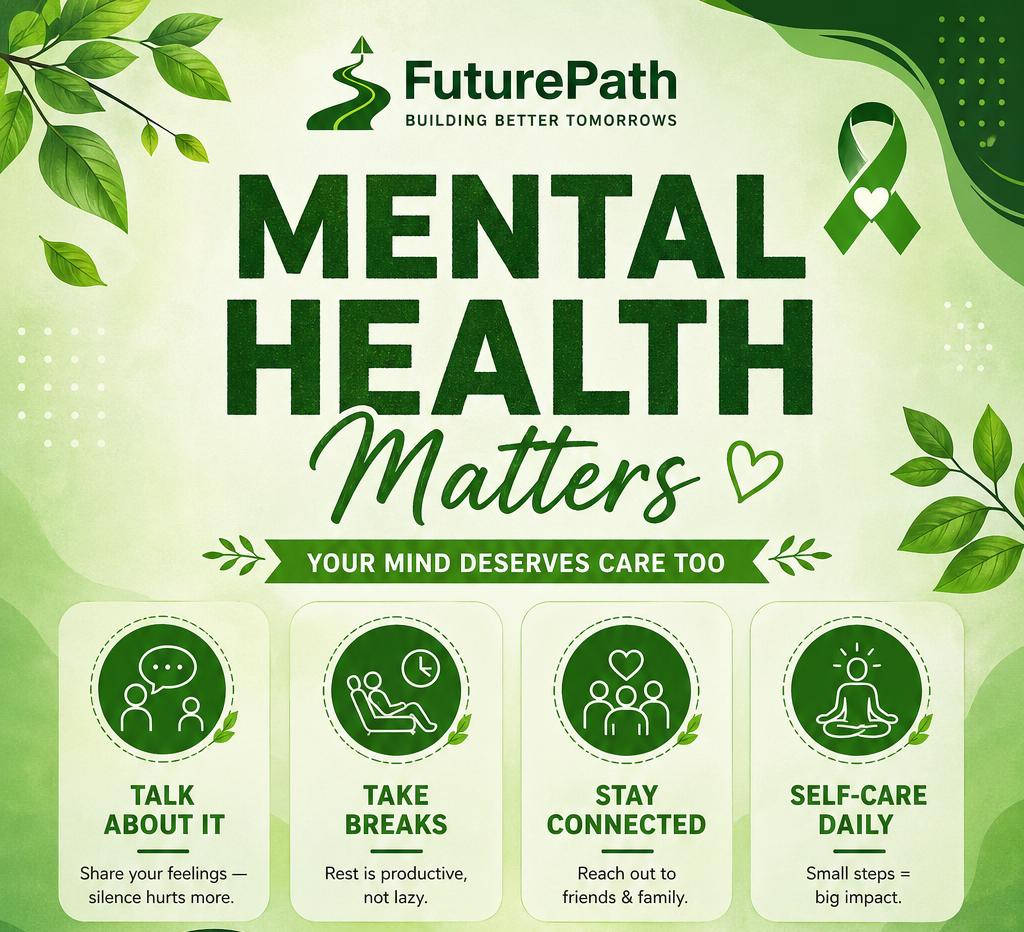 futurepathco's tweet image. Mental Health Matters 💚

Take a moment for yourself today.
Talk about it. Rest when needed. Stay connected. Practice self-care.

Your mind deserves care too.

#MentalHealthMatters #SelfCare #Wellbeing #FuturePath