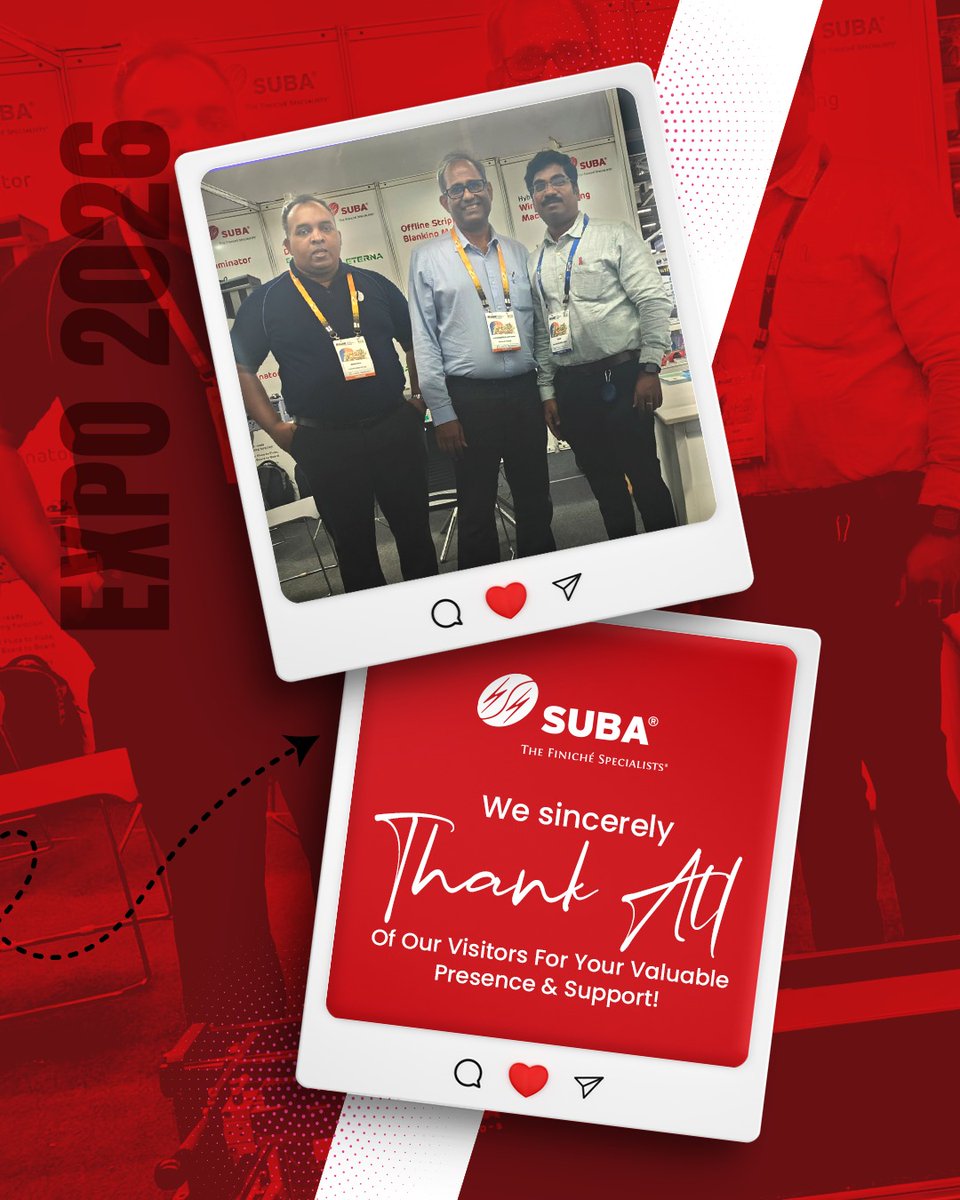 Suba_Solutions's tweet photo. 🎉 Bharat Print Expo 2026 – Successfully Completed!

💬 We sincerely thank everyone who visited our stall, interacted with our team

📩 Stay connected with us:
📞 +91-98849 99585
📧 marketing@subasolutions.com
🌐 https://t.co/SjQWZbD52B

#bharatexpo #packagingsolutions https://t.co/f69cCXvSlp