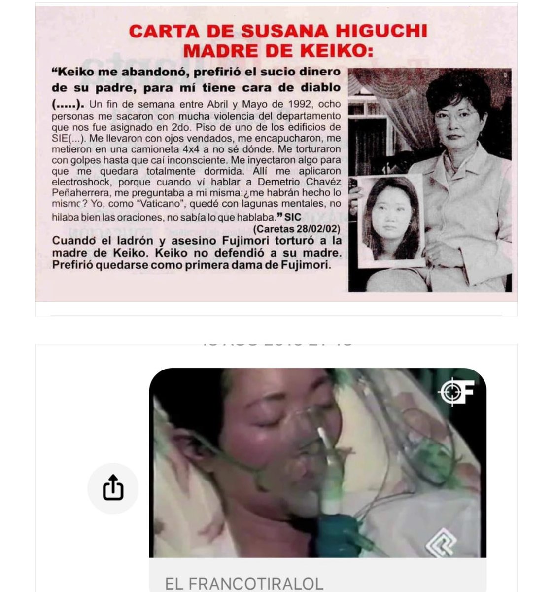 Keiko fue contra su hno x querer el indulto d su padre
Los terrenos son dl Estado, la titulación es un derecho.Todos los años otorgan lostítulos 
Su padre fue genocida,esterilizó a mujeres sin consentimiento
K = a su padre DICTADORA
La loba disfrazada de caperucita