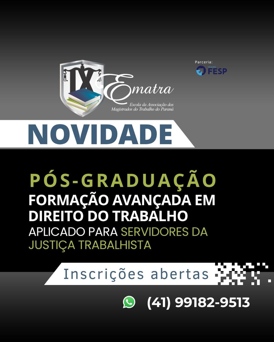 ematra9's tweet photo. Você domina as últimas decisões? 🏛️
O Dr. Thiago Mira de Assumpção Rosado (Juiz do Trabalho e Mestre) conduz o módulo de Atualização Jurisprudencial na @EMATRAPR.
✅ Inscrições permanentes ✅ Início imediato ✅ 30% OFF para servidores ✅ Válido para AQ
📲 (41) 99182-9513 https://t.co/jh5PlsjHbg