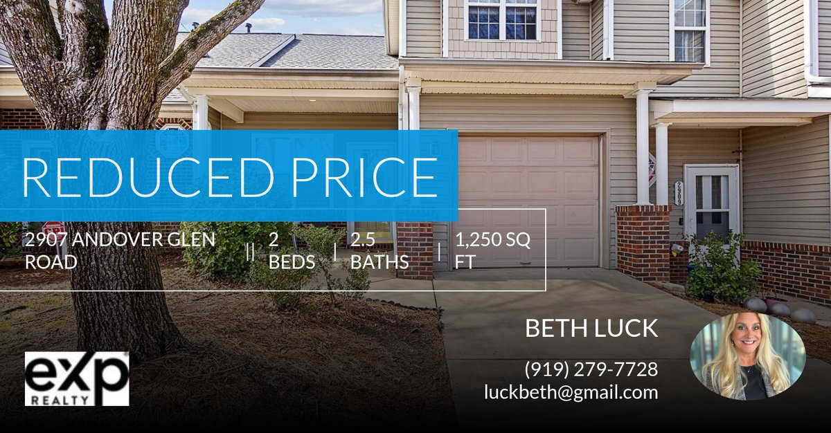 BethLuck3's tweet photo. 📍 Reduced Price 📍 This recently reduced home at 2907 Andover Glen Road in Raleigh won't last long, so, don't wait to set up a showing! Reach out here or at (919) 279-7728 for more information! https://t.co/jPKVgdhDS5 https://t.co/nnF7AW5GdD