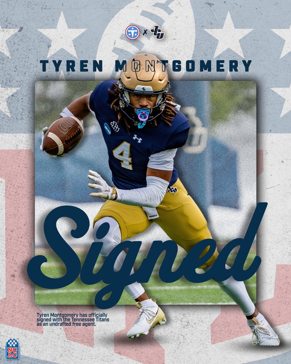 NCAC's tweet photo. SIGNED ✍🏾

Congratulations to Tyren Montgomery on signing an NFL contract with the @Titans! 

#NCACPride | #ncacfb

📰 | https://t.co/yDHkjAX39v https://t.co/eTk7oKs2NE