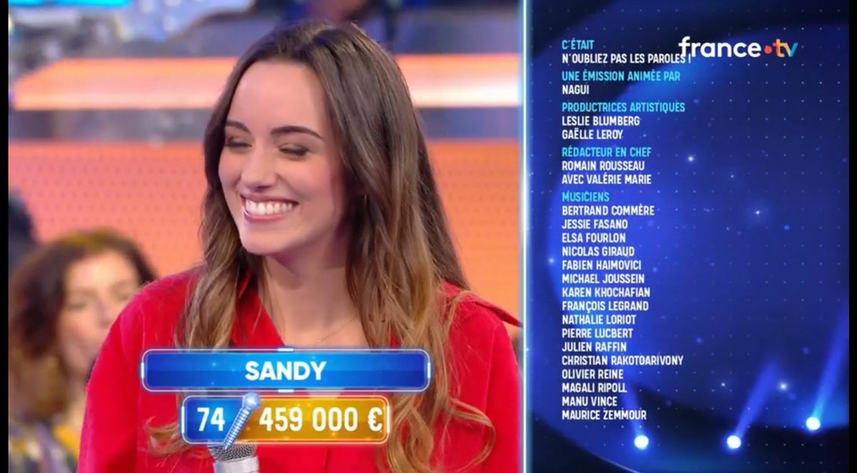 _bemaestro's tweet image. 🥉 #Sandy est la 3e plus grande #maestro au classement avec 459 000 € en 74 victoires (soit une moyenne de 6 202,70 €/émission) #NOPLP @NOPLPoff @Nagui