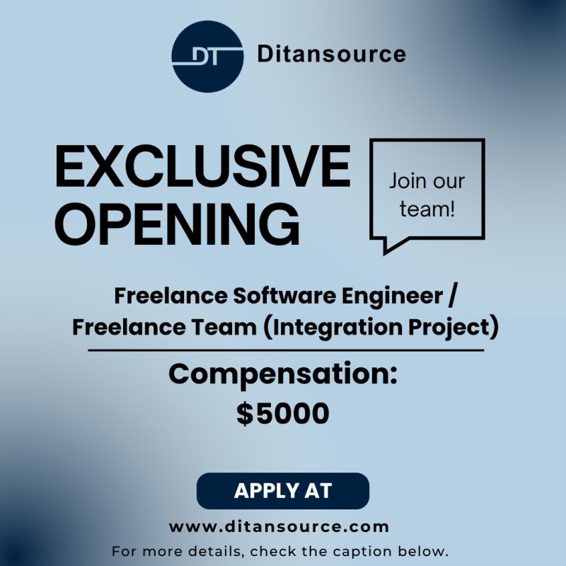 ditansource's tweet image. Hiring on Ditansource
Freelance Software Engineer / Team (Integration Project)   Remote
Work on the enterprise AWS integration project
-&amp;gt;$5000
Apply: ditansource.com
 Updates: lnkd.in/gQrXGNsb
#hiring #remotejobs #softwareengineer #freelance #aws #api #techjobs
