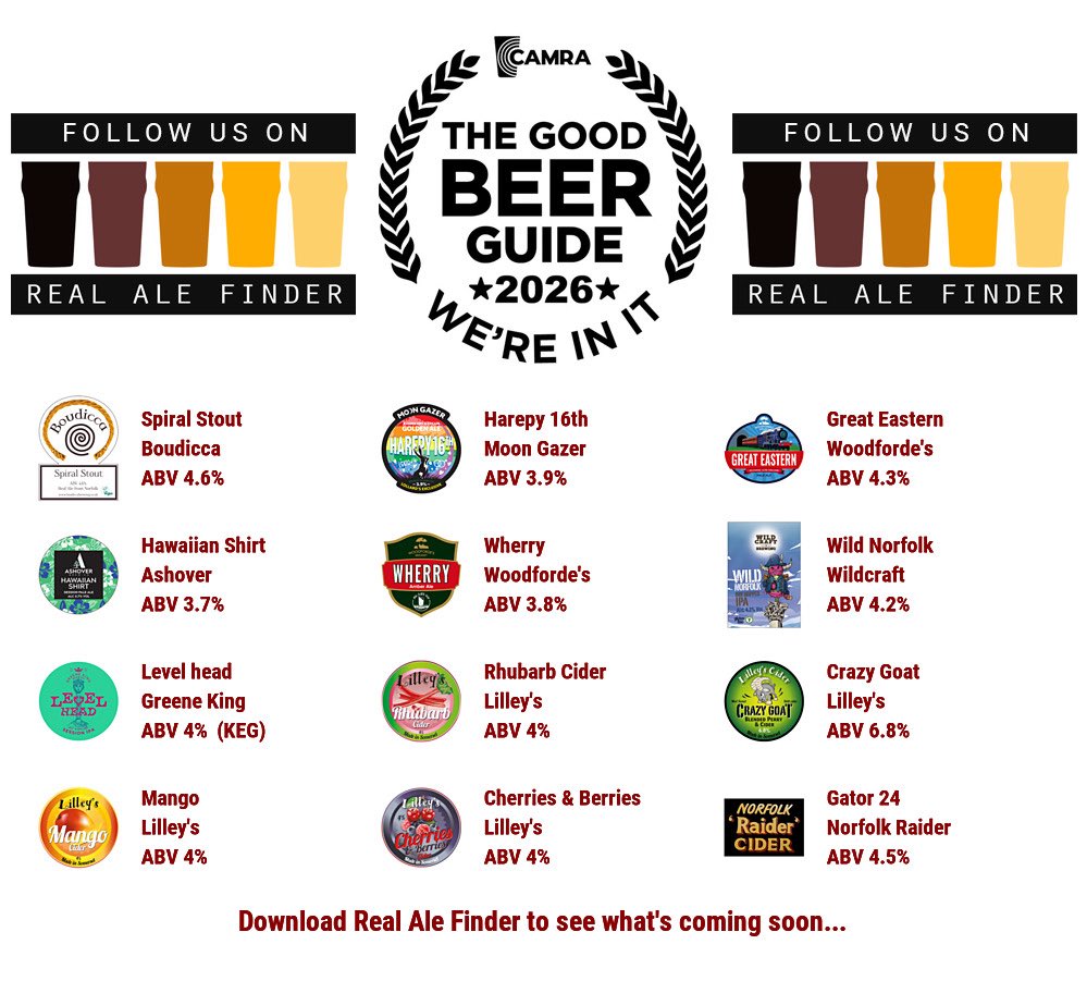 Lollards_Pit's tweet photo. Wednesday Line Up!
#goodbeerguide @CAMRA_Official @BoudiccaBrewing 
🎂 @moongazerale #Harepy16th Our very own limited edition birthday beer now on! 🎂
@WoodfordesBeer  @AshoverBrewery @wildcraftbrews @greeneking @lilleyscider @RaiderCider 
#RealAleFinder @norwichpubs #CityOfAle https://t.co/Q42mmhMyFb
