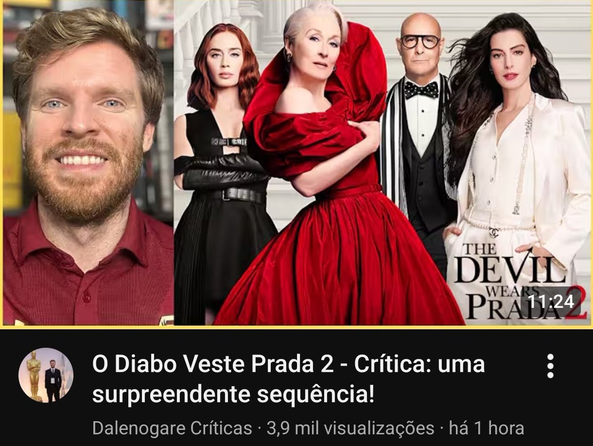 Dalenogare sorrindo na thumb de uma crítica é quase um milagre.
O diabo veste Prada 2 VEM AÍ CARALHOOOOOO