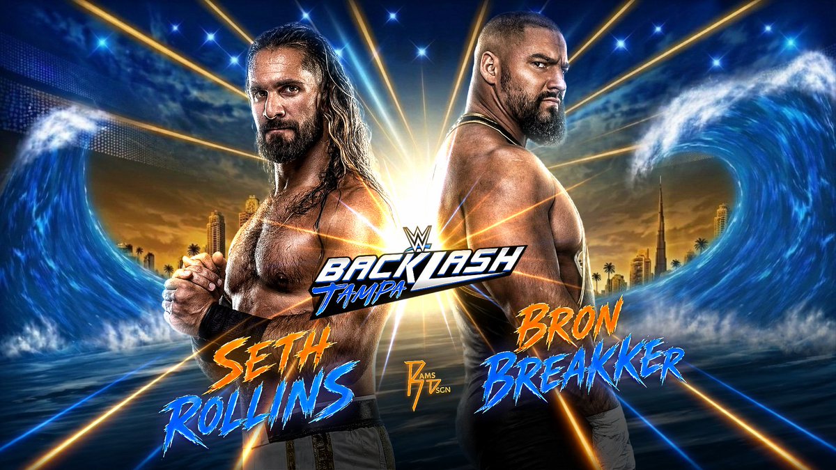 RamsDSGN's tweet photo. The vision war 🔥

Seth Rollins Vs Bron Breakker WWE Backlash 2026 Tampa Official Custom Match Card By @RamsDSGN

Love is appreciated ♥️🔄

#WWEBacklash
#WWERaw
#SmackDown
#wrestlingnews
@WWERollins @bronbreakkerwwe https://t.co/dhgE1sfxNG