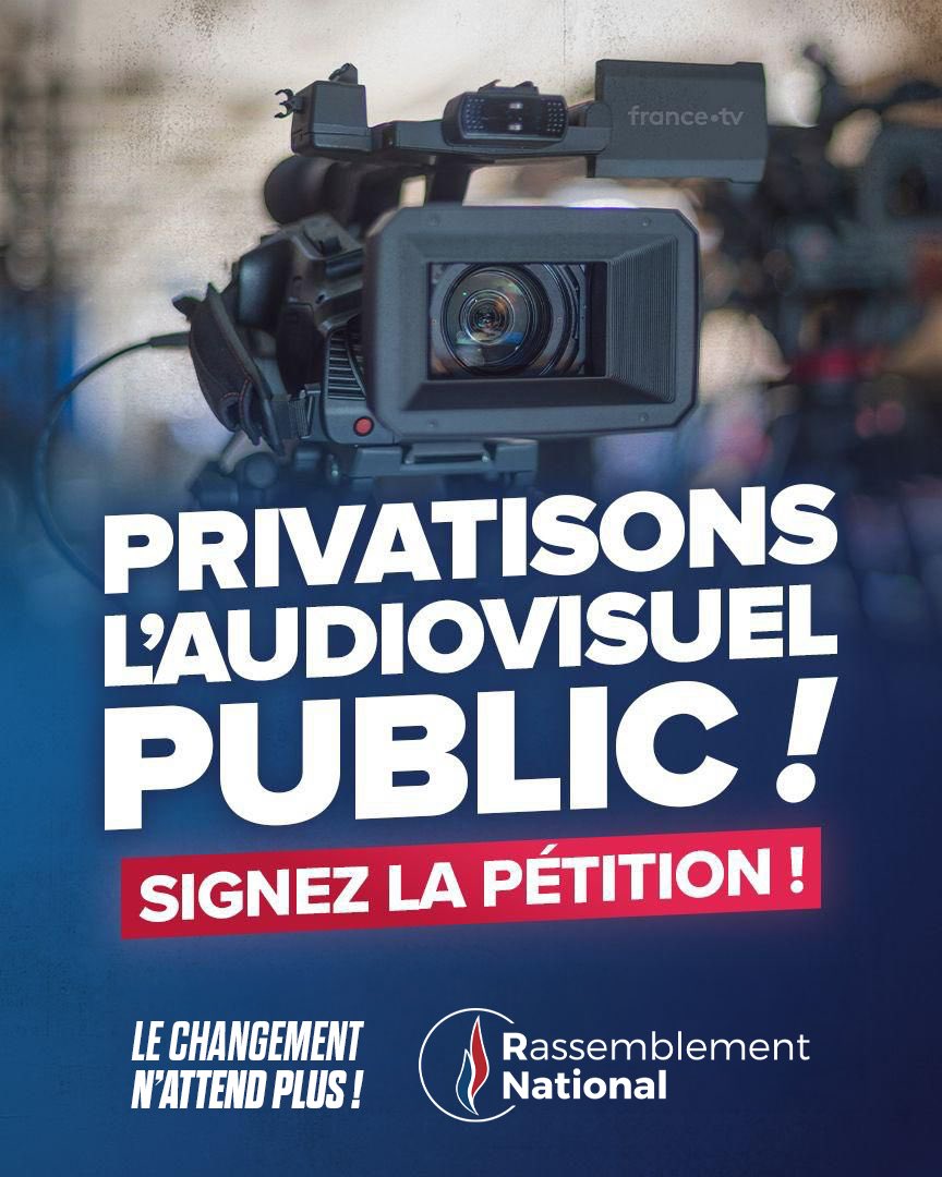 RNational_off's tweet photo. 🔴 Après l’adoption du rapport sur l’audiovisuel public, mettons fin à ce bastion idéologique financé par nos impôts et ouvrons le chantier de la privatisation !

Nos compatriotes n’ont pas à payer pour un système coûteux qui trahit sa mission et entretient une défiance croissante : il est temps de restaurer un paysage médiatique pluraliste et respectueux des Français et de leurs attentes !

▶️ Signez notre pétition : https://t.co/ZkS81nVtjB

#BFMTV