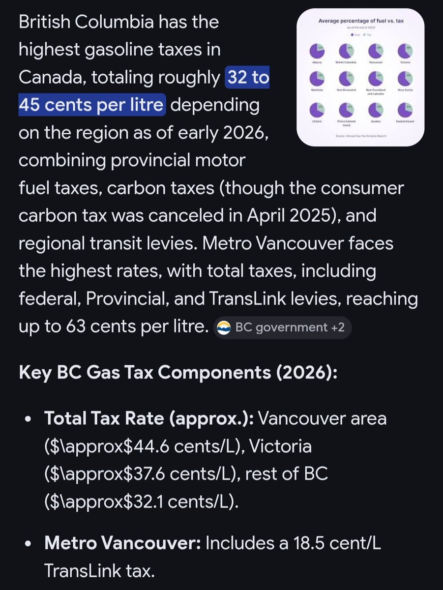 Gotta love 32-45 cents a litre for tax!

Go #Canada 🤦‍♂️
Go #BritishColumbia 🤦‍♂️