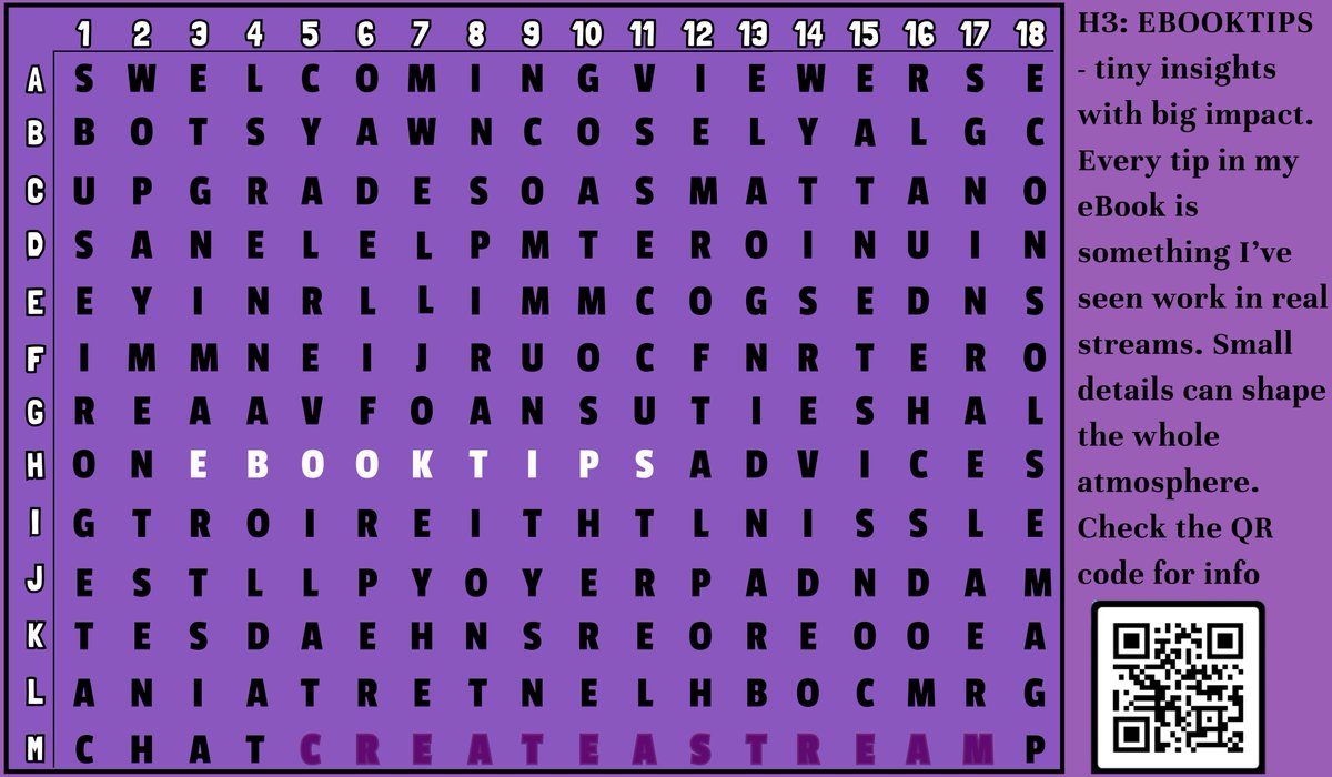 Motivatedtiger's tweet image. Find the hidden streaming words! eBook: Create a Stream - moderator's view is filled with practical tips. How many other words did you find? I reveal 1 word/day  a.co/d/05PV2D9O  #CreateAStream ⁠#streamingtips #Twitch