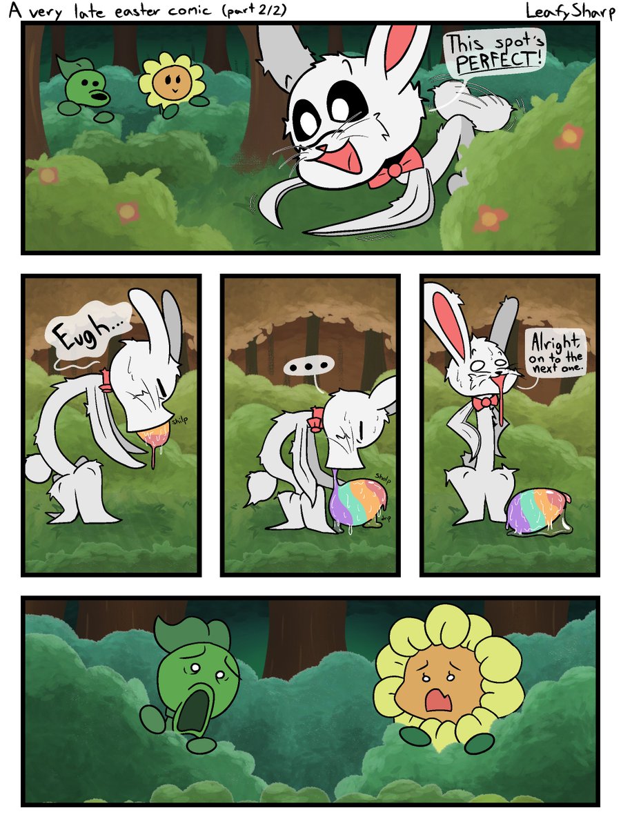 LeafySharp's tweet photo. A very late pvz easter comic (2/2) https://t.co/joEXMm50Xe