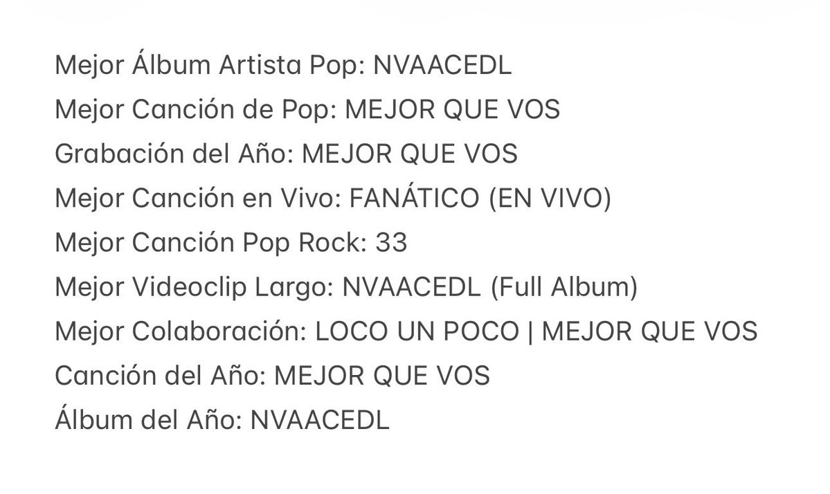 Nominaciones para <a href="/lalioficial/">Lali</a> en #PremiosGardel2026 😈