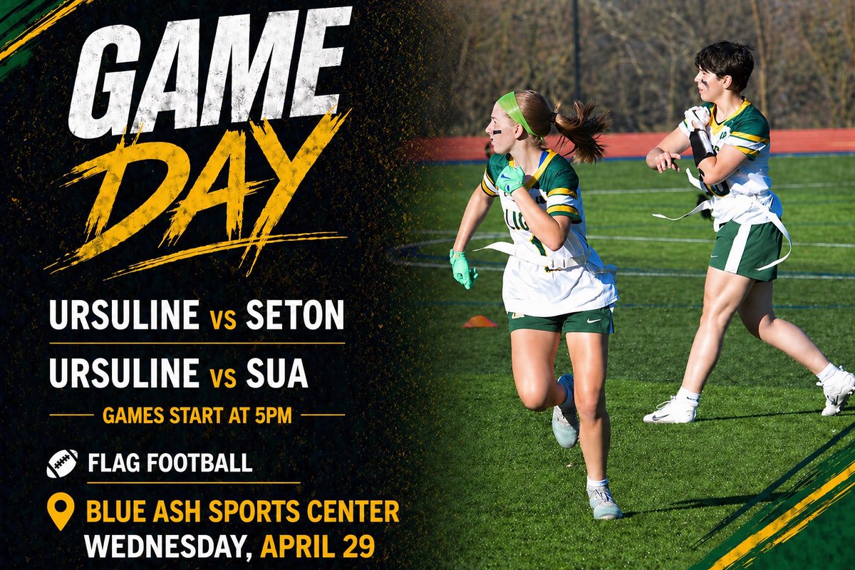UrsulineFlag's tweet photo. Win yesterday vs St. Bernard ✅
    Back on the field today vs SUA &amp; Seton! https://t.co/Z4Zoh2a0WF