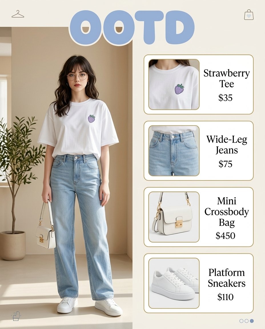 Quality Fashion Infographic Titled Ootd in Soft Pastel Blue Bubble