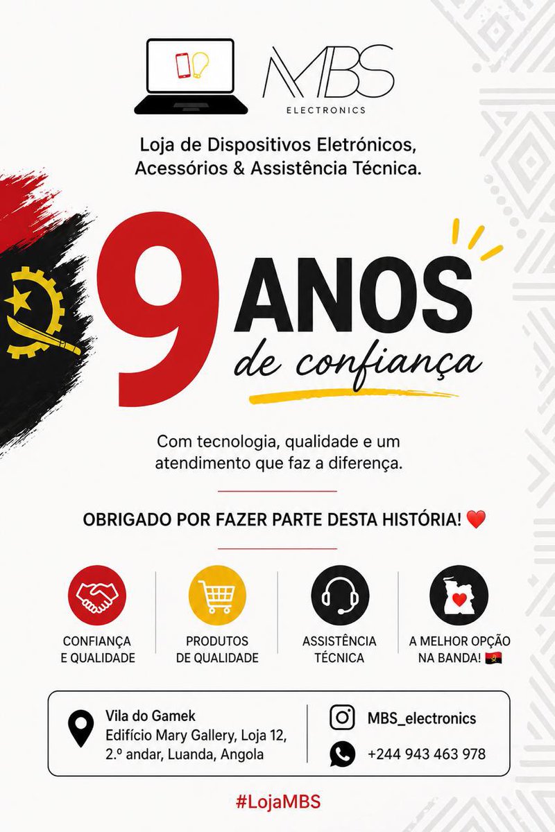 Hoje celebramos 9 anos de compromisso, qualidade e confiança! 👨🏽‍🔧🎉

Na MBS Electronics, cada ano que passa reforça aquilo que sempre nos definiu desde o início: não abrimos mão da qualidade, nem no atendimento que prestamos.