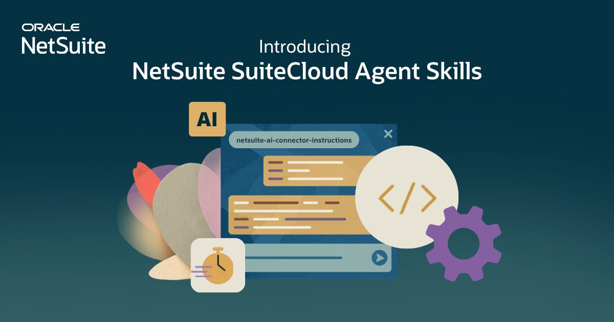 FabyIni's tweet photo. Just announced! With new @NetSuite SuiteCloud Agent Skills, developers can use AI coding agents to build, review, and deploy customizations faster using natural language and AI coding agents. Check out the latest update here: https://t.co/0zR8UQEsjp https://t.co/p2Bk3ca8wq