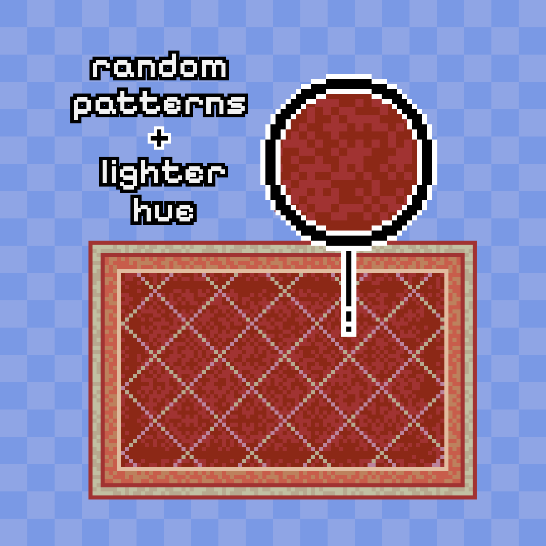 hypnobius's tweet image. Have to get a bit creative with carpet textures 😅

#pixelart #indiedev