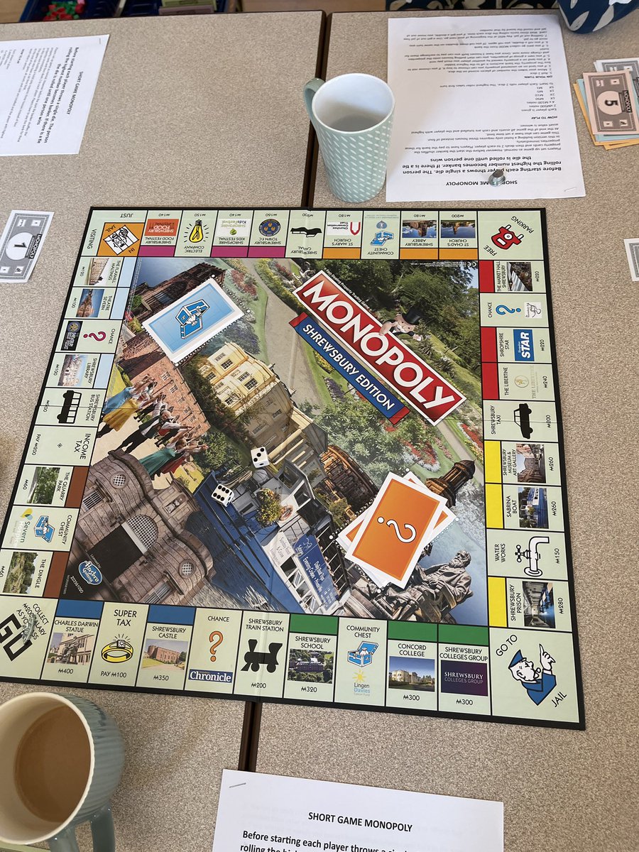 So, this is the #Shrewsbury Monopoly Board and we’re going to be dancing around it through May. So don’t turn on the Waterworks at the thought and we won’t take any Libertines as we go round. Give us a Dingle if you’d like to join us. 😊😂