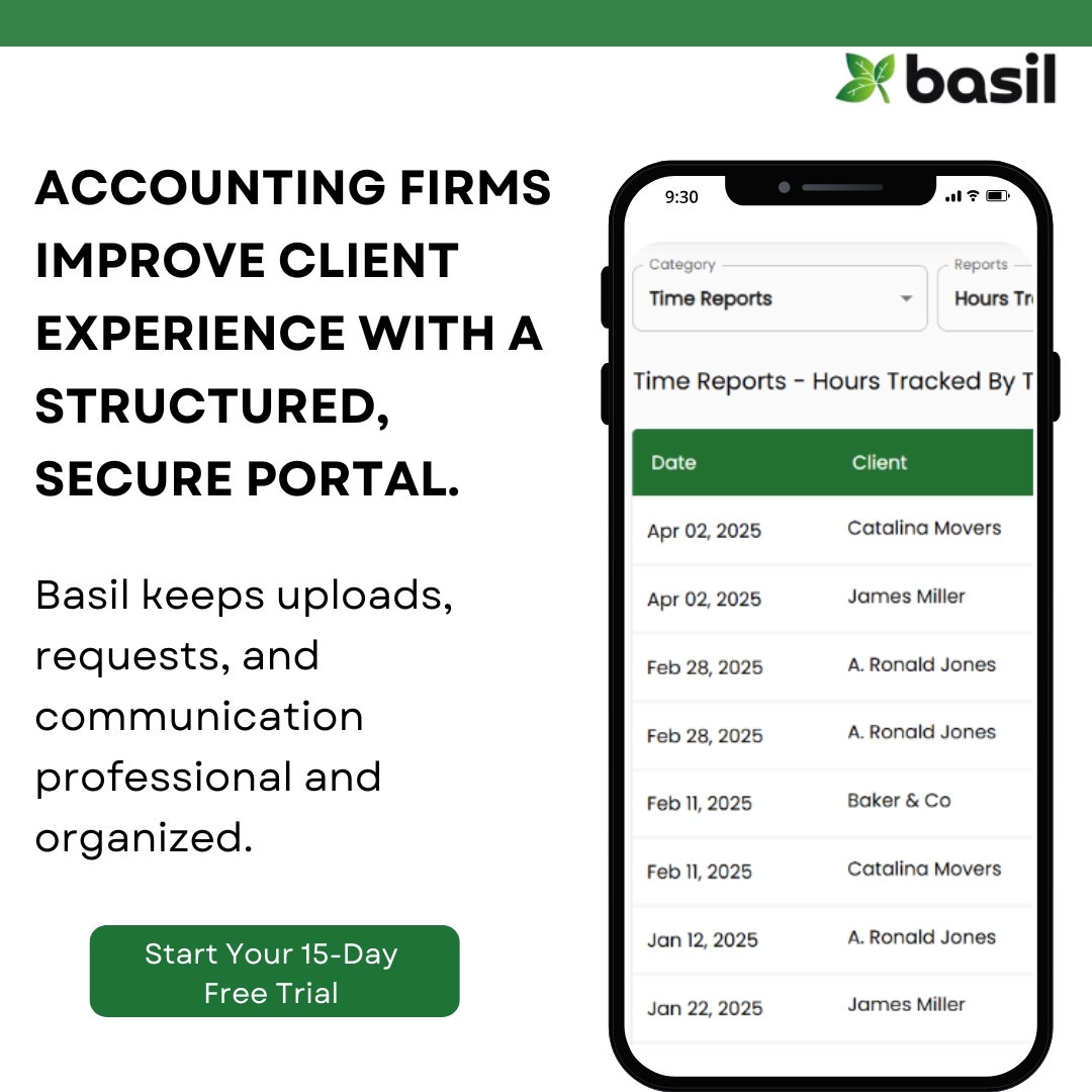 Top accountants use modern accounting software to deliver secure, organized communication and seamless collaboration—all in one place.

Signup for Basil: hubs.li/Q04dSll60

#Accountants #AccountingSoftware #ClientExperience #CPA #Bookkeeping #CloudAccounting