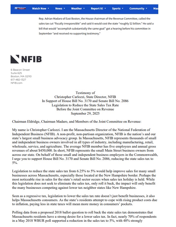 nfib_ma's tweet image. Pretty sure this is sales tax cut support testimony... #mapoli #mabiz
