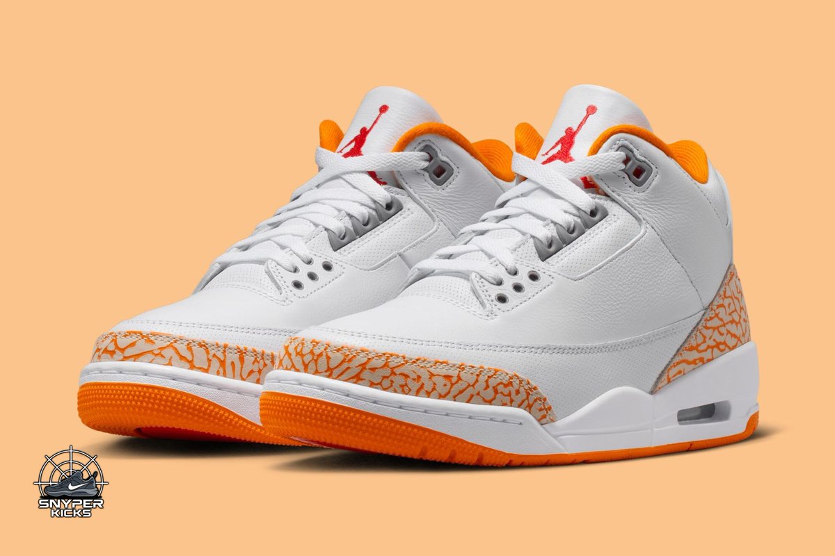 SnyperKicks's tweet image. Air Jordan 3 WMNS "Orange Citrus"
Colorway: White/Cement Grey/Fire Red/Multi-Color
Style Number: 
Release Date: April 30, 2026
Price: $205
#Jordan #AirJordan #OrangeCitrus #jordan