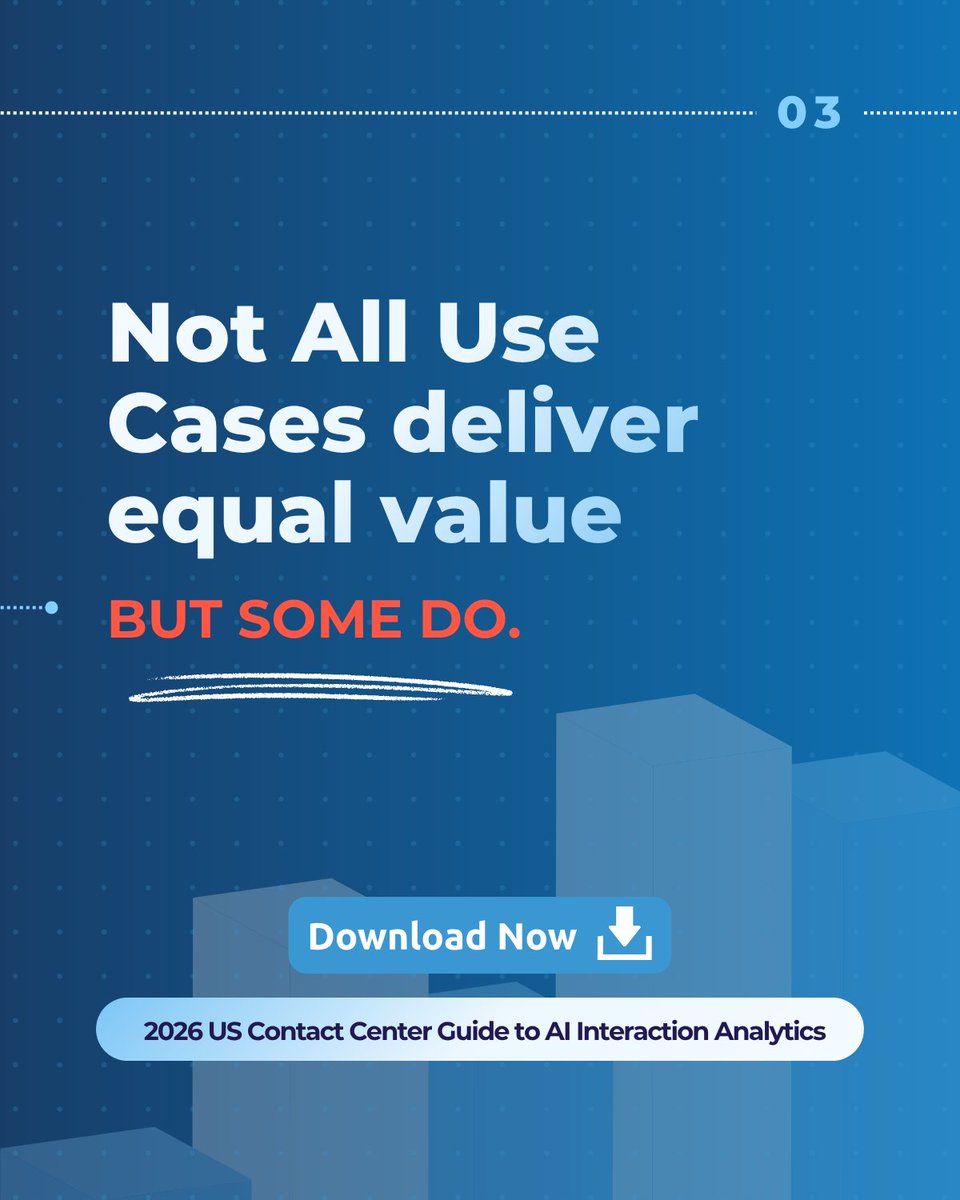 MiaRecInc's tweet image. Where does analytics deliver the most value?

✔️ QA automation
✔️ Training insights
✔️ Process improvement

Not all use cases are equal—but some stand out.

Explore more 👇
hubs.ly/Q049XyGX0

#CX #Analytics #ContactCenter #AI #MiaRec