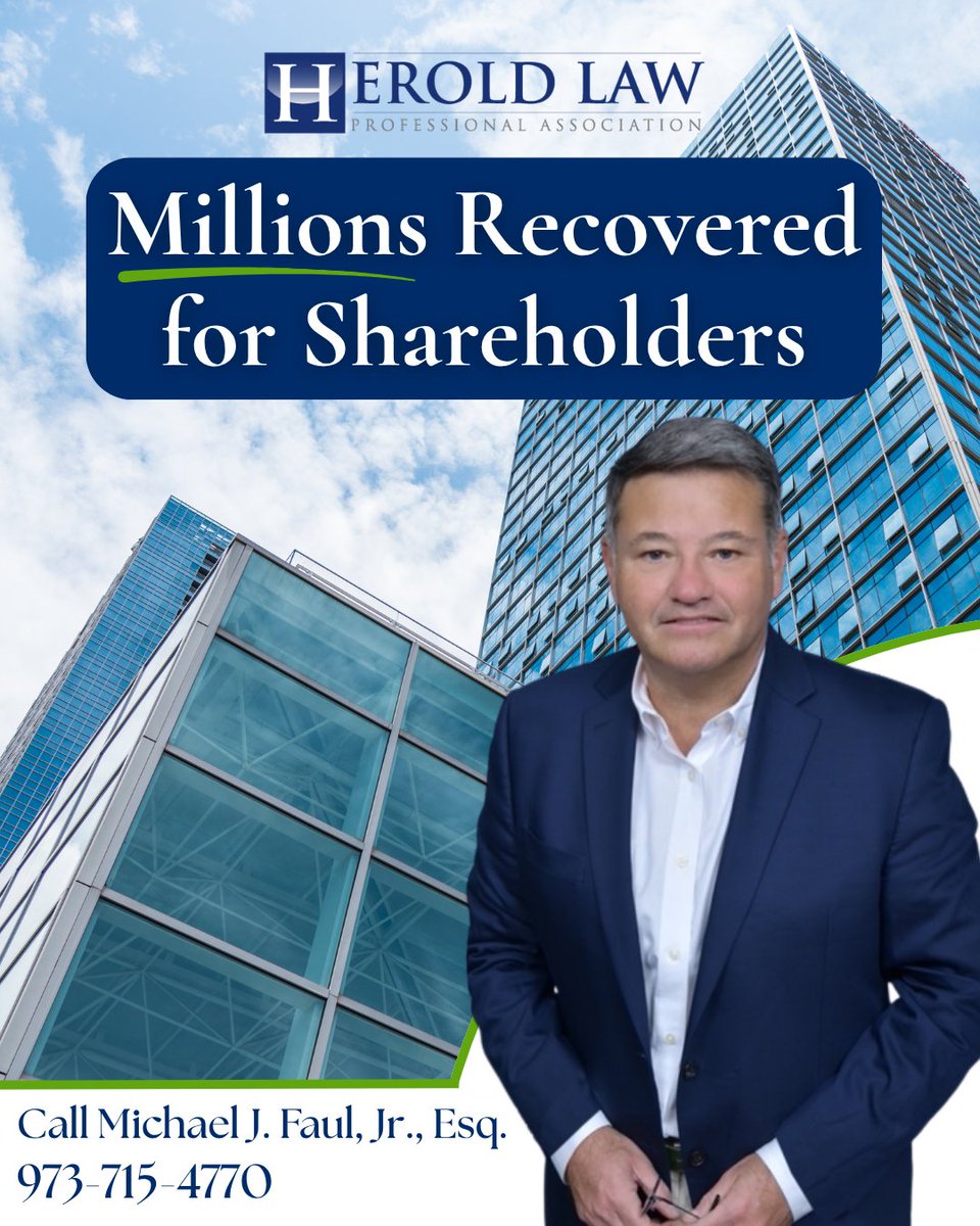 MichaelJFaulJr1's tweet photo. Michael J. Faul, Jr., Esq. represents clients in high-stakes corporate matters involving shareholder disputes and complex litigation. He has helped recover millions of dollars on behalf of shareholders impacted by corporate wrongdoing and disputed business decisions. https://t.co/HyQDkZutMn