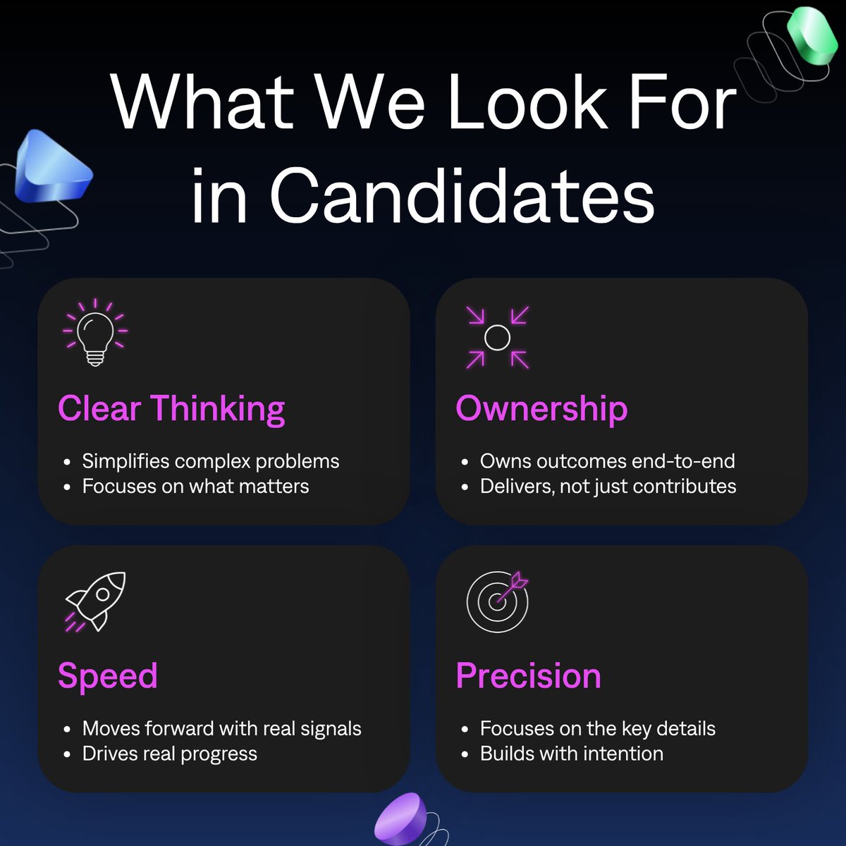 eightpoint_io's tweet image. At Eightpoint, we look for how people think and how they work.

Clear thinking.
Ownership.
Speed.
Precision.

If that’s how you operate, you’ll fit right in.

#Hiring #TechCareers #ProductDevelopment #CareersInTech #WeAreEightpoint