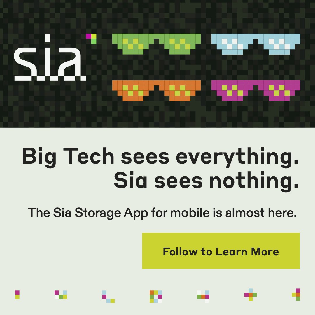 SiaFoundation's tweet photo. In a world where Big Tech platforms track and mine all of your data, the Sia Storage App is built for privacy—by design. 

Now, you are in the driver’s seat, and only ✨you✨ have the keys to unlock and decrypt your data. https://t.co/eo5zIN0Q5e
