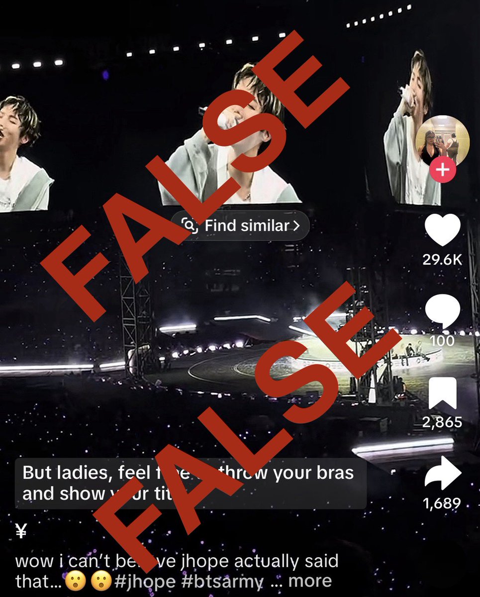 j94shope's tweet image. 🚨FAKE AUDIO/FAKE INFORMATION🚨
Please help report for Hobi🐿️

This TikTok account (@.chiefkweef3000)
has posted a clip from Hobi’s ment at Tampa Day 1 with a fake audio⚠️

They’re making people believe it’s the translator and that those Hobi’s actual words. Even people in the