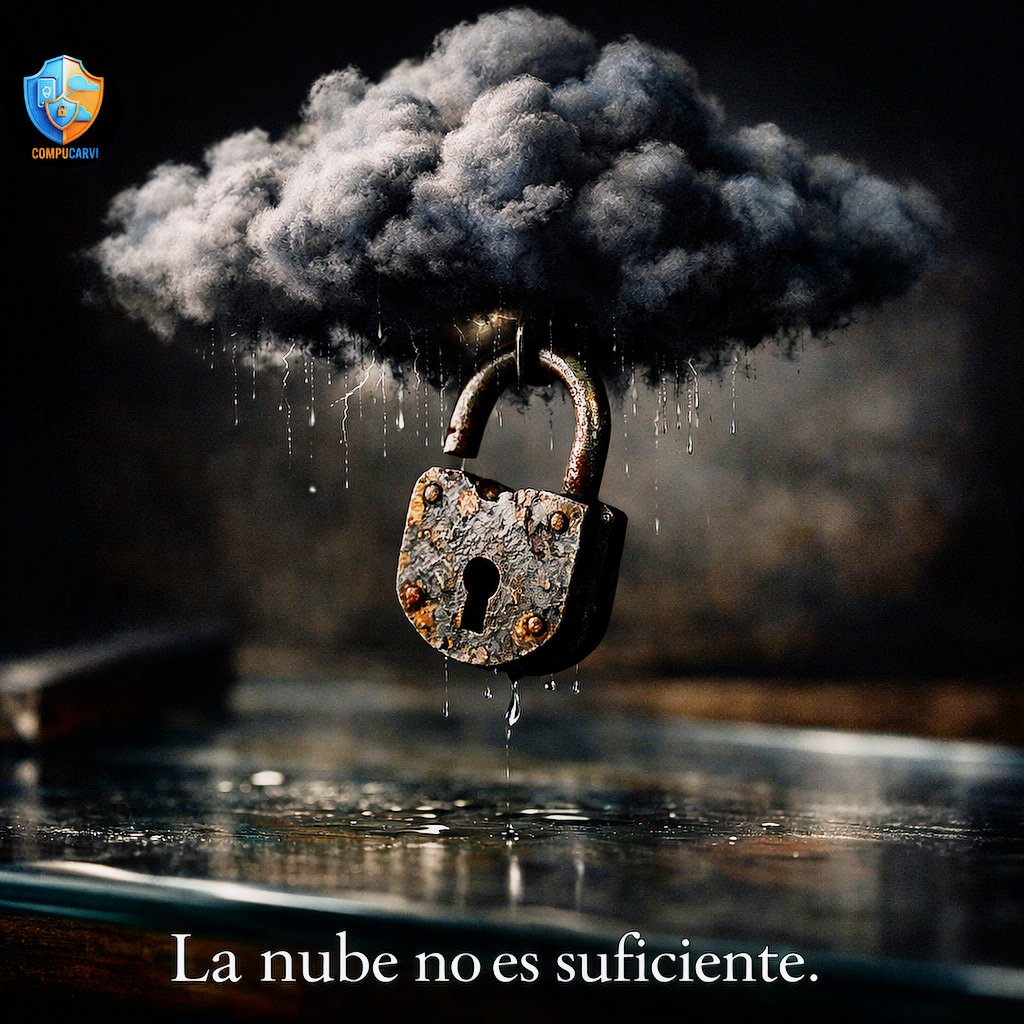 Compucarvi's tweet photo. “Yo no necesito respaldo, yo subo todo a la nube” → la frase más peligrosa que escucho en mi taller.

La nube es la computadora de alguien más. Si pierdes acceso, te hackean o se sincroniza un borrado… adiós datos.

Profesional usa ambos: nube + respaldo físico.

¿Ya te pasó? https://t.co/6HTaGNRynZ