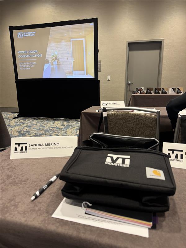 HimmelsHardware's tweet photo. Our team is in Dallas, TX this week, attending the VT Architectural Wood Door Academy! They’re sharpening their expertise in door construction, specialty doors, veneers, finishing, specifications, fire &amp; STC capabilities, and more—bringing back valuable knowledge. https://t.co/vIEahnaOIp