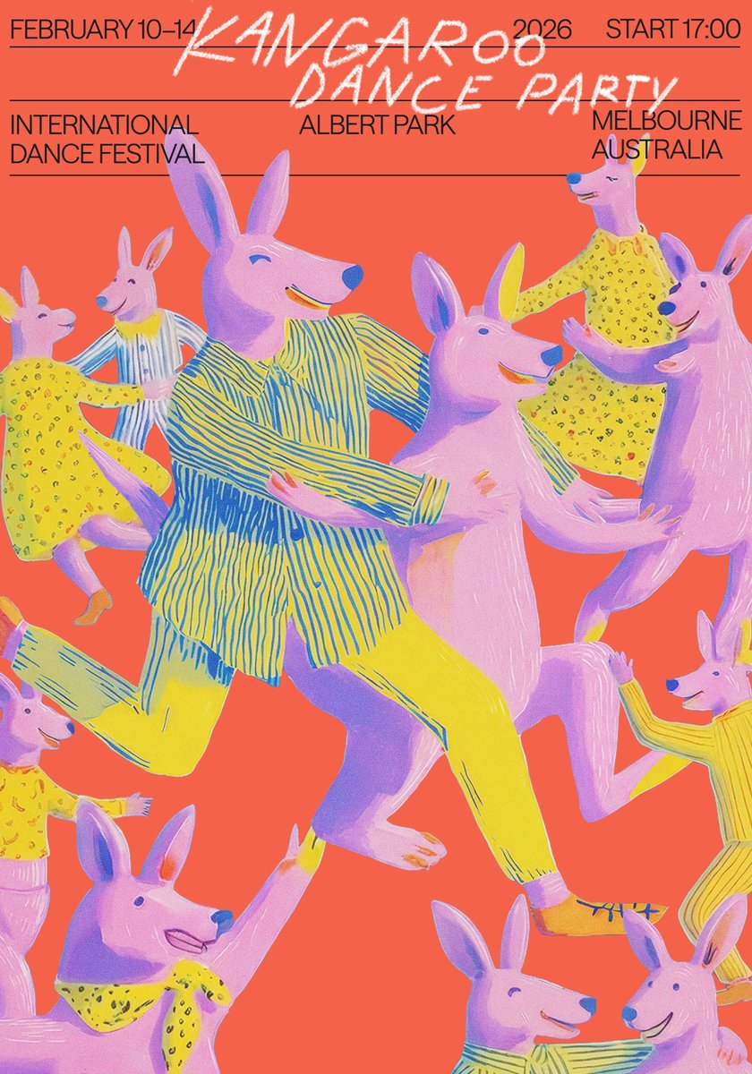 spoonalice's tweet photo. Kangaroo Dance poster design 🦘 https://t.co/egil9lJ0T8