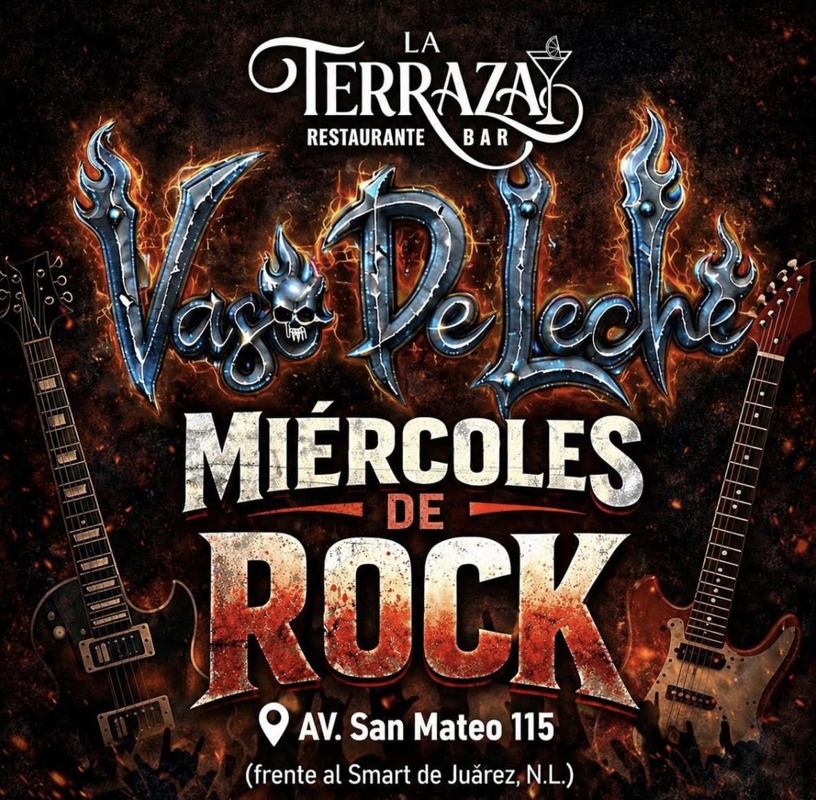 VasoDeLeche19's tweet image. Razita, como cada miércoles, hoy es noche de #rock con sus amigos @banda_vasodleche desde “La Terraza Restaurante Bar”, para que se dejen caer. Cuentan con cenas y bebidas🥤 🍺 deliciosas. Ya se la saben, están ubicados enfrente del Smart de #juareznl . iiLos esperamos!! 🤘 🤘