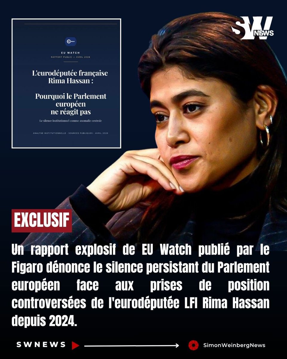 🔴🇪🇺⚡️ | ALERTE INFO> Le Parlement européen accusé d’inaction face au cas Rima Hassan malgré des prises de position controversées documentées depuis 2024.

▪️Un rapport explosif révèle par le Figaro de 35 pages publié par EU Watch recense déclarations publiques, positions