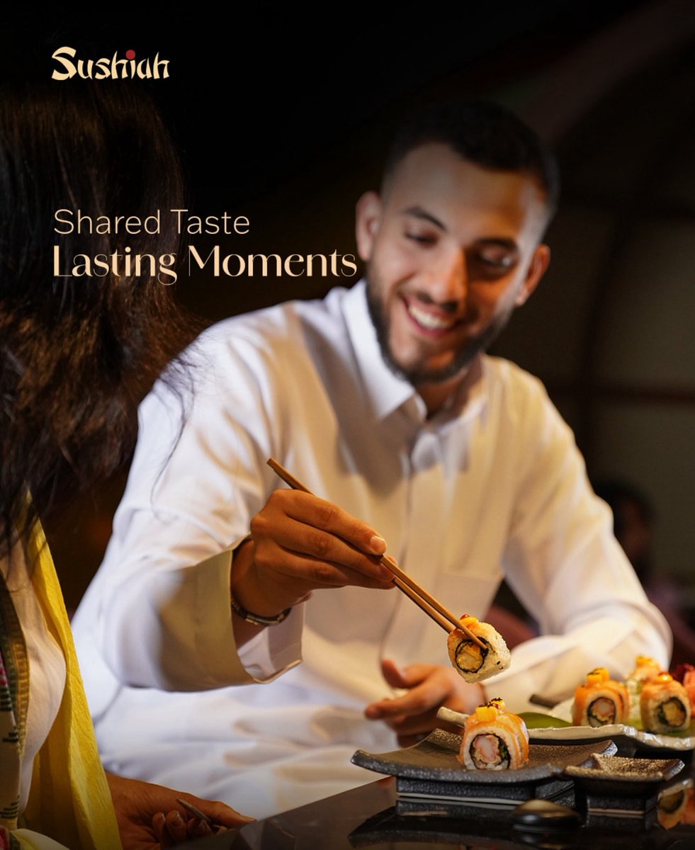 Sushiah_KSA's tweet photo. The best moments are those shared with the ones we love. At Sushiah, we blend the sweetness of the moment with the precision of taste to create unforgettable memories.

أجواءٌ صُممت لتُلهم الحواس. في سوشيَّا، اللحظات العادية تصبح ذكرياتٍ استثنائية. https://t.co/CBlftcGYvO