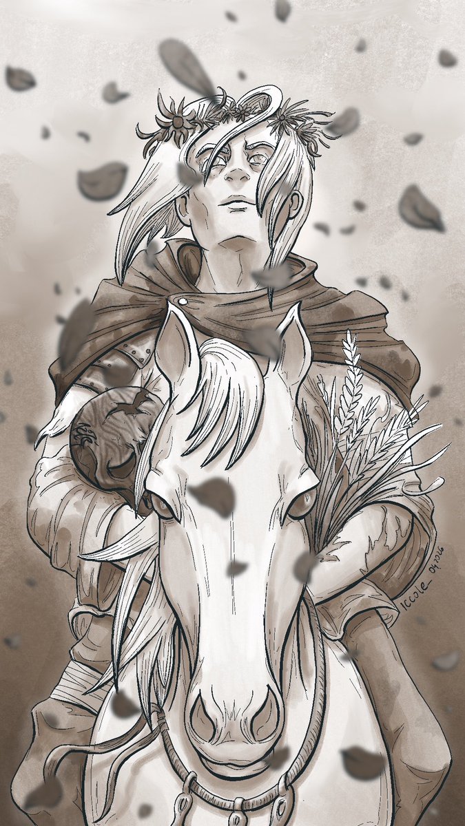iccole_'s tweet image. Monochrome version done. The white knight soon will be visible in his whole glory. Only one day to finish, but I think it’s possible 
#digitalart #wip #folklore