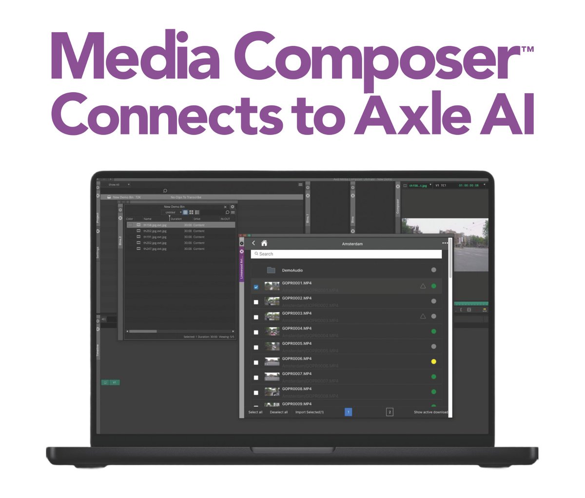 axledit's tweet image. 🎬 Bring the power of Axle AI directly into Avid Media Composer.
With our new panel, editors can access, search, tag, and manage media without leaving Media Composer.
Learn more at axle.ai

#MediaComposer #VideoEditing #PostProduction #MAM #SemanticSearch